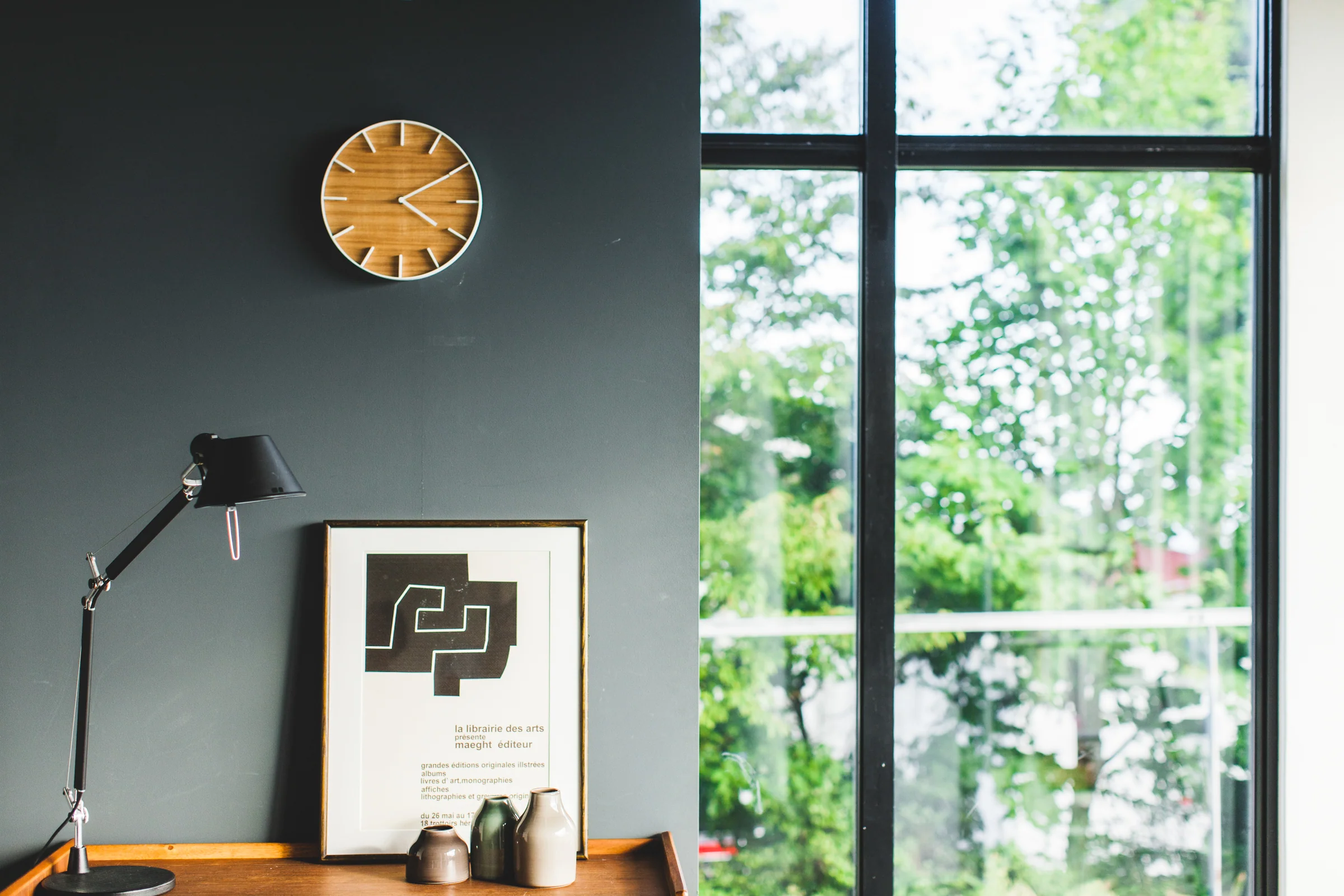 Wall Clock - Steel + Wood - Image 4