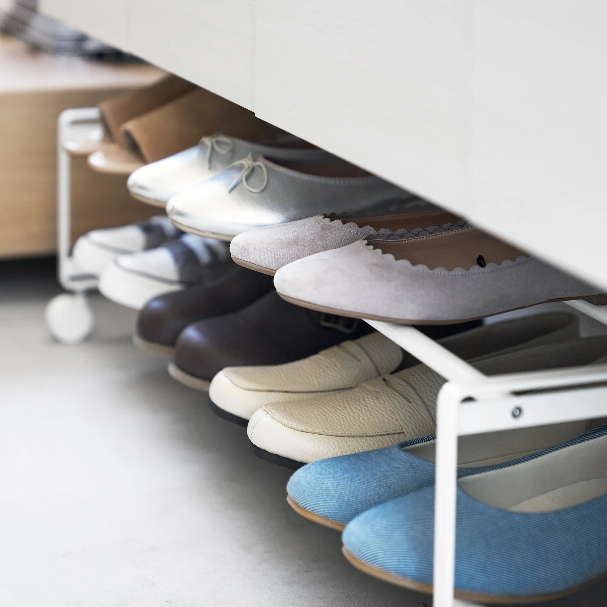 Two-Tier Rolling Shoe Rack (8" H)  - Steel - Image 5